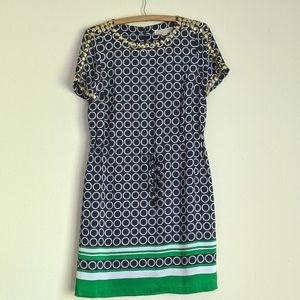 Michael Kors Navy Black White Gold Green Dress 💙